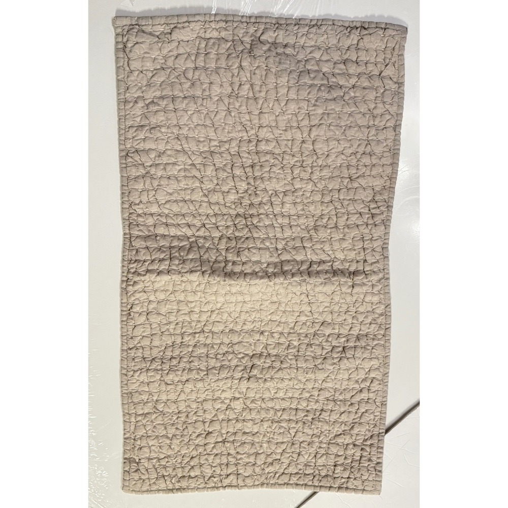 One Quince King Sham Beige Linen Cotton Quilted Hand Stitched Textured 20x36